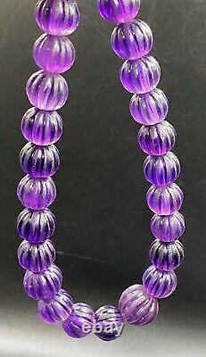 Old Antique Vintage Jewelry Gems Quality Amethyst Melon Shape Beads Antiquities