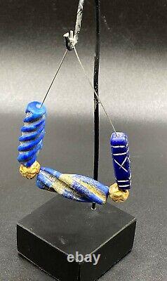 Old Antique Vintage Jewelry Necklace Lapis Bead Ancient Historic Sasanian Empire