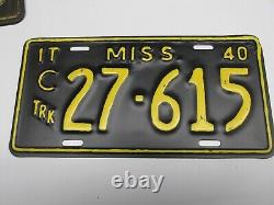 Old Antique Vintage Mississippi License Plate Truck Tag 1940 Rat Rod