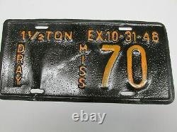 Old Antique Vintage Mississippi License Plate Truck Tag 1948 Dray Flat Bed