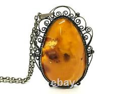 Old Antique Vintage Natural BALTIC AMBER PENDANT Egg Yolk Butterscotch 11421