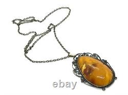 Old Antique Vintage Natural BALTIC AMBER PENDANT Egg Yolk Butterscotch 11421