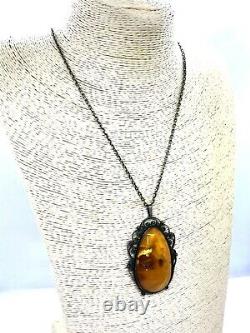 Old Antique Vintage Natural BALTIC AMBER PENDANT Egg Yolk Butterscotch 11421