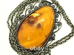 Old Antique Vintage Natural BALTIC AMBER PENDANT Egg Yolk Butterscotch 11421