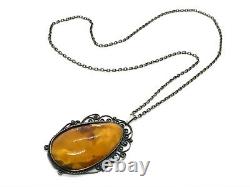 Old Antique Vintage Natural BALTIC AMBER PENDANT Egg Yolk Butterscotch 11421