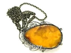 Old Antique Vintage Natural BALTIC AMBER PENDANT Egg Yolk Butterscotch 11421