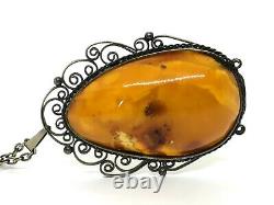 Old Antique Vintage Natural BALTIC AMBER PENDANT Egg Yolk Butterscotch 11421