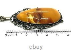 Old Antique Vintage Natural BALTIC AMBER PENDANT Egg Yolk Butterscotch 11421