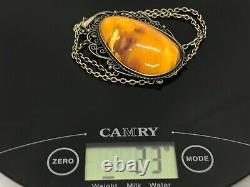 Old Antique Vintage Natural BALTIC AMBER PENDANT Egg Yolk Butterscotch 11421