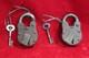 Old Antique Vintage Rare Iron Brass Lock and Key Collectible Set of 2