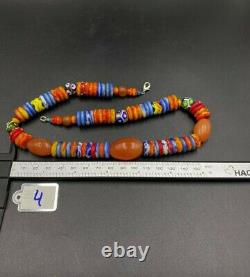 Old Antique Vintage Trade Jewelry Of Glass, Carnelian Agate Beads Necklace