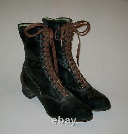 Old Antique Vtg C 1900s Womans Edwardian / Victorian Leather Shoes Boots Size 7