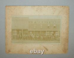 Old Antique Vtg Ca 1870s 80s Cabinet Photo Boxers Large Crowd Street Scene Fargo