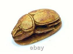 Old Bead Antique Egyptian Scarab Faience Amulet Engraved Seal Stamp Pendant