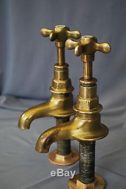 Old Brass Bathroom Basin Taps Original Patina Reclaimed & Refurbished Vintage