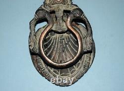 Old Brass Kaliya Naag Doorbell Five Headed Snake Myth Antique Door Knocker HK215