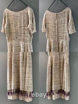 Old Clothes Antique Vintage 60S Linen Hemp Fringe Dress