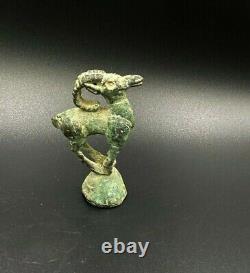 Old Collectables Ancient Antique Bronze Luristan Ibex Animal Figure 6th C. BC