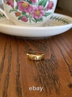 Old Cut DIAMOND GYPSY 18k Gold Ring Stacker Band Star Victorian Antique Nouveau