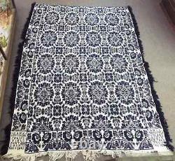 Old EARLY Antique 1840 Floral COVERLET Signed John Kittinger Springfield, Ohio