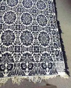 Old EARLY Antique 1840 Floral COVERLET Signed John Kittinger Springfield, Ohio