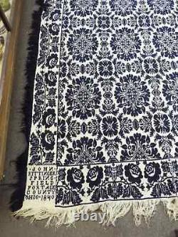 Old EARLY Antique 1840 Floral COVERLET Signed John Kittinger Springfield, Ohio