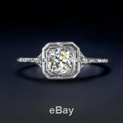 Old European Cut Diamond 18k Vintage Engagement Ring Solitaire Art Deco Antique