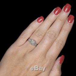 Old European Cut Diamond Art Deco Engagement Ring 18k Vintage Antique 1/2 Carat