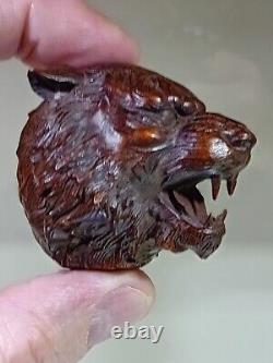 Old Hand Sculptured Tigers Head Superb