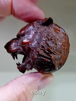 Old Hand Sculptured Tigers Head Superb