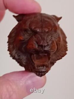 Old Hand Sculptured Tigers Head Superb