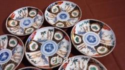 Old Imari Colored Painting Plates 7 pieces Used Antique Vintage Retro Japanese