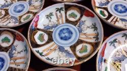 Old Imari Colored Painting Plates 7 pieces Used Antique Vintage Retro Japanese