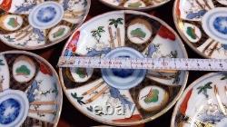 Old Imari Colored Painting Plates 7 pieces Used Antique Vintage Retro Japanese