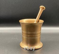 Old Mortar Antique Vintage Brass Pharmacy Kitchen Herbs 19. Century