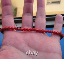 Old Rare Antique Vintage Natural Undyed Italy Coral Necklace Beads 5mm