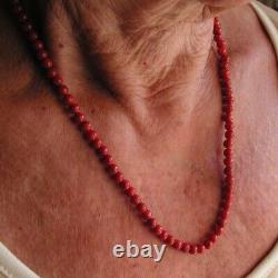 Old Rare Antique Vintage Natural Undyed Italy Coral Necklace Beads 5mm