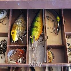 Old Tacklebox Full Of Over 50 Vintage & Antique Fishing Lures Bait & Tackle