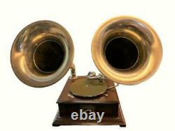 Old Talking Machine Vintage HMV Phonograph Twin-Horn Antique Gramophone