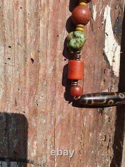 Old Tibetan Turquoise Glass And Dzi Stone Necklaces