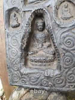 Old Tibetan buddist Carved Religious Wooden Plaque