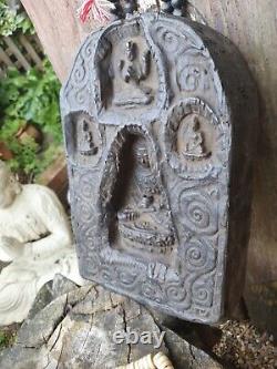 Old Tibetan buddist Carved Religious Wooden Plaque