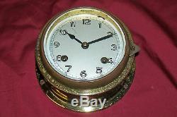 Old US Navy Ships Clock USN Germany Nautical Vintage German Brass WWII Maritime