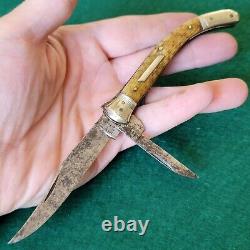 Old Vintage Antique Armstrong Cutlery Germany Bone Stag Fancy Jack Pocket Knife