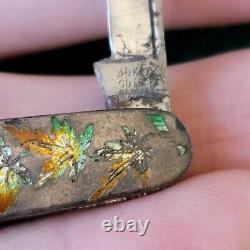 Old Vintage Antique Boker Tree Brand Sterling Silver Enamel Pen Fob Pocket Knife