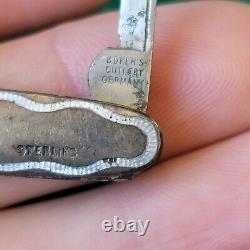 Old Vintage Antique Boker Tree Brand Sterling Silver Enamel Pen Fob Pocket Knife