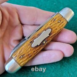 Old Vintage Antique CF Wolfertz Bone Stag Jumbo Jack Folding Pocket Knife