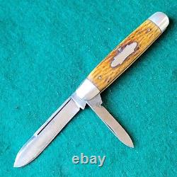 Old Vintage Antique CF Wolfertz Bone Stag Jumbo Jack Folding Pocket Knife