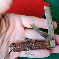 Old Vintage Antique Challenge Bone Bone Stag Navy Jack Pocket Knife