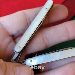 Old Vintage Antique German Pearl Folding Scissors Pocket Knife File Combo